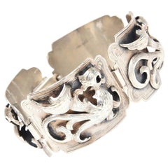 Vintage Sterling Silver Dimensional Bracelet Signed Nestra