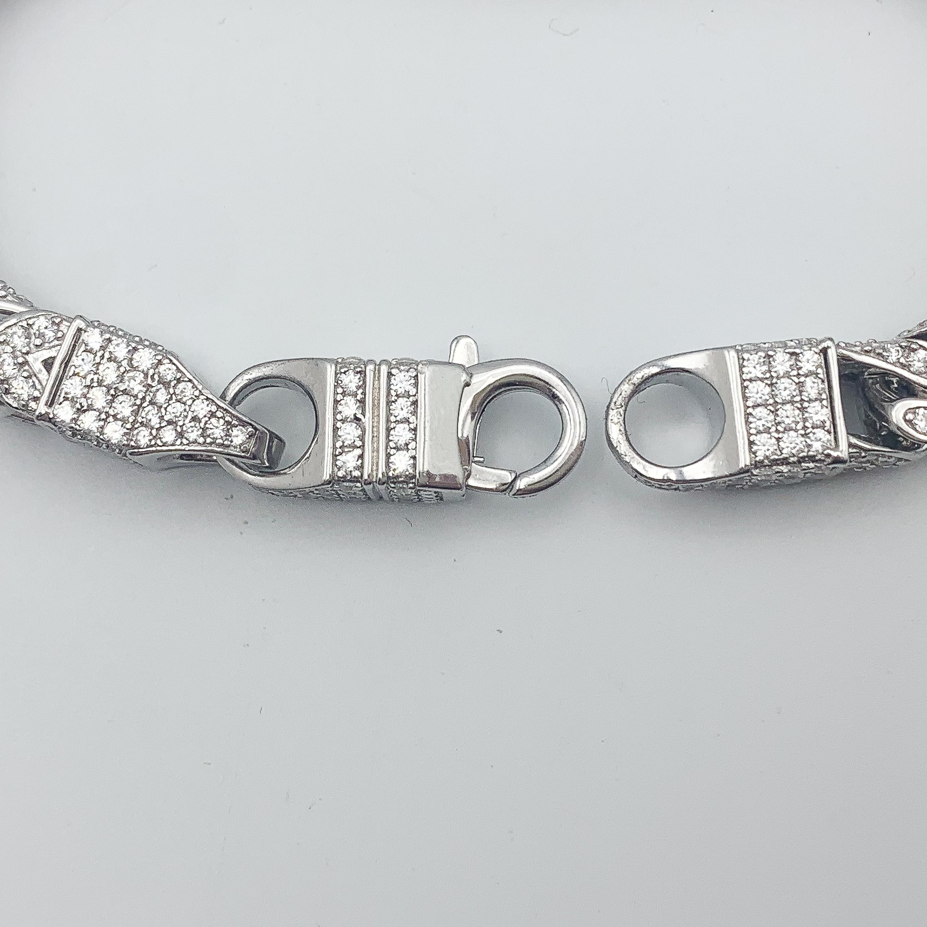 Sterling Silver Bracelet W/ CZ Gem Set  In New Condition In Carlsbad, CA