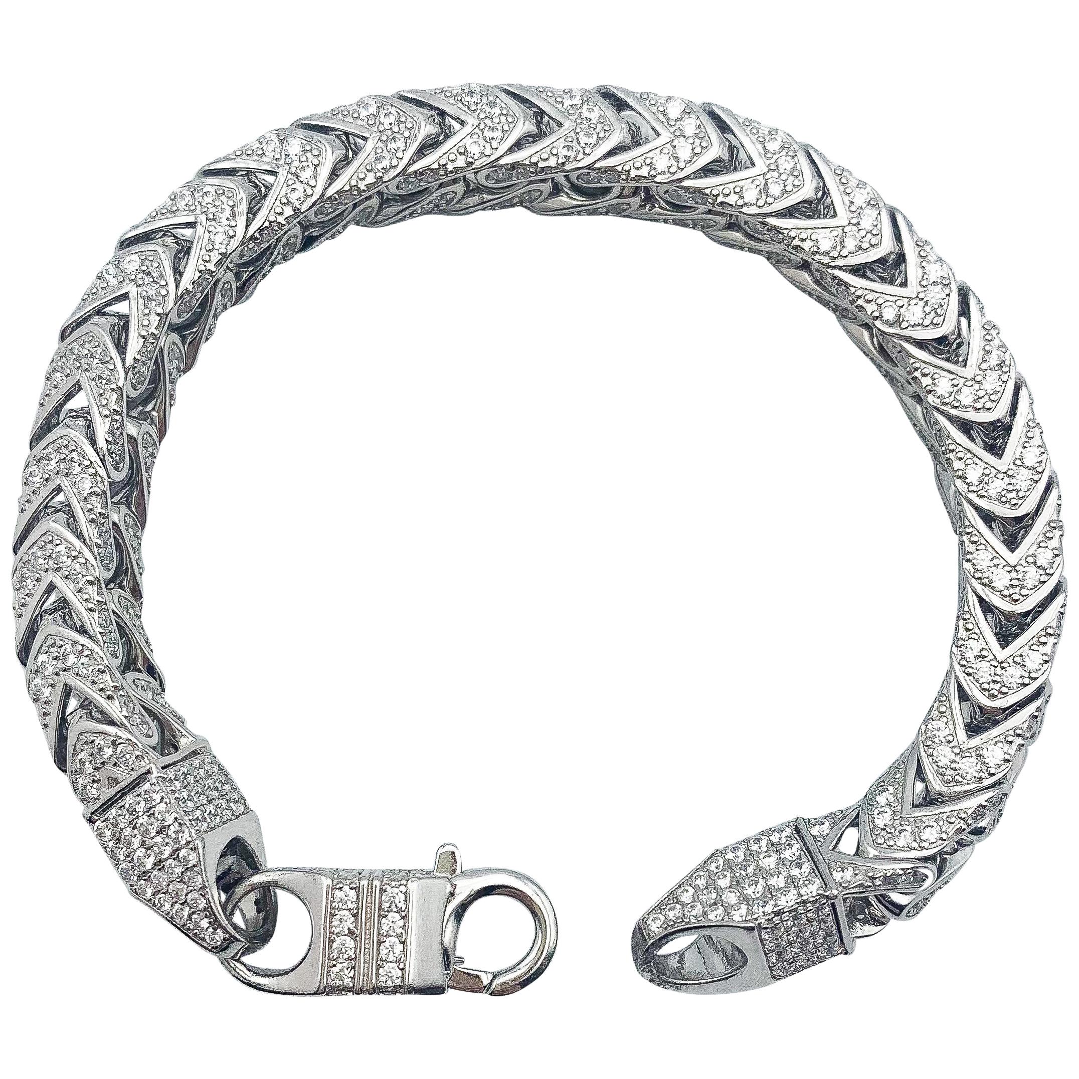 Sterling Silver Bracelet W/ CZ Gem Set 