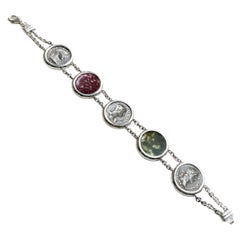 Sterling Silver Bracelet with 3 Authentic Roman Coins and 2 Imperial Marbles