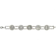 Sterling Silver Bracelet with 5 Authentic Roman Coins Depicting Roman Emperors