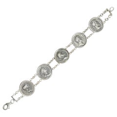 Sterling Silver Bracelet with 5 Authentic Roman Coins Depicting Roman Emperors
