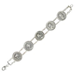 Bracelet en argent sterling avec 5 pièces de monnaie romaines authentiques représentant des empereurs romains