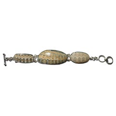 Sterling Silver Bracelet with Anadara Fossil Shell Cabochons