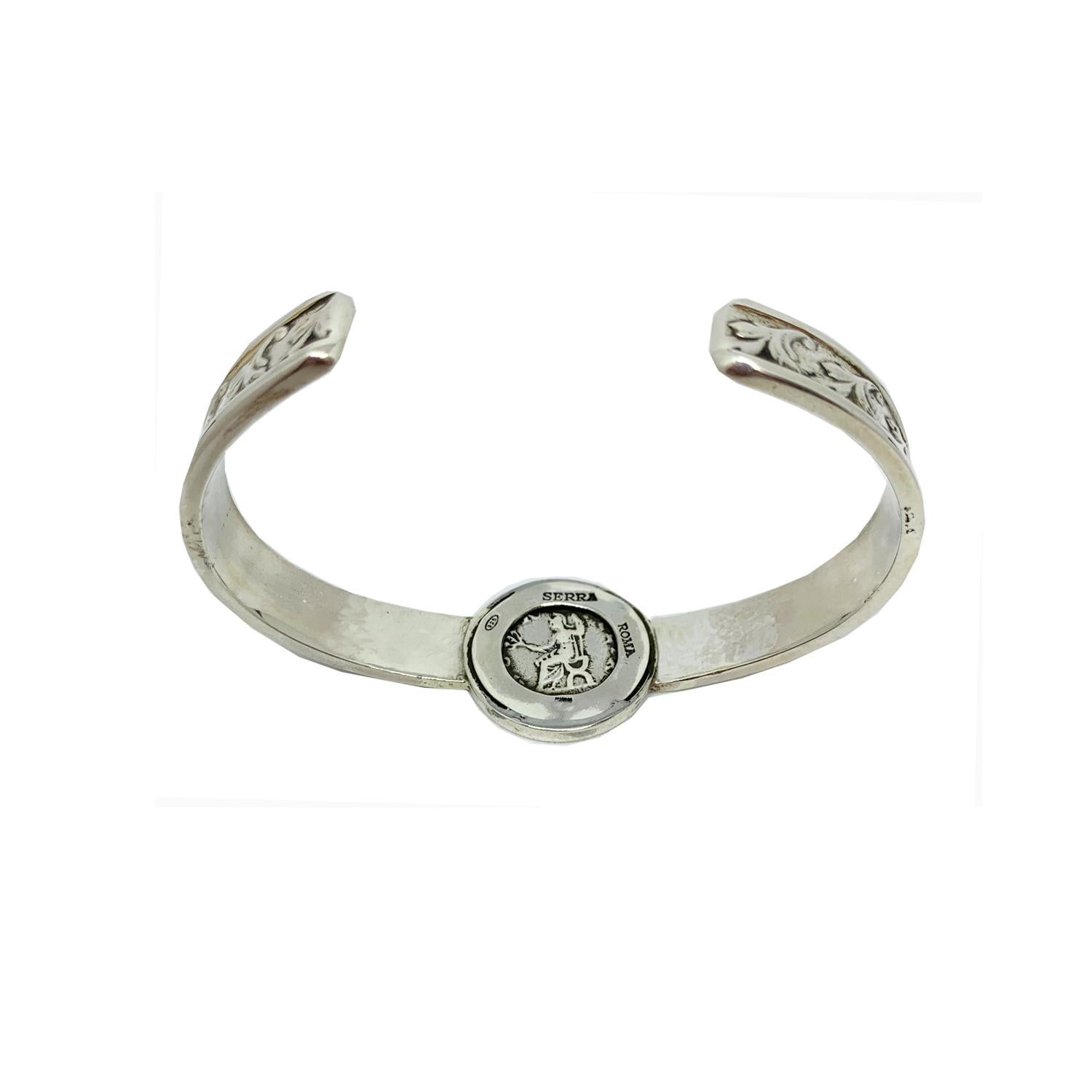 Women's or Men's Sterling Silver Bracelet with Authentic Roman Coin Depicting Emperor Hadrian