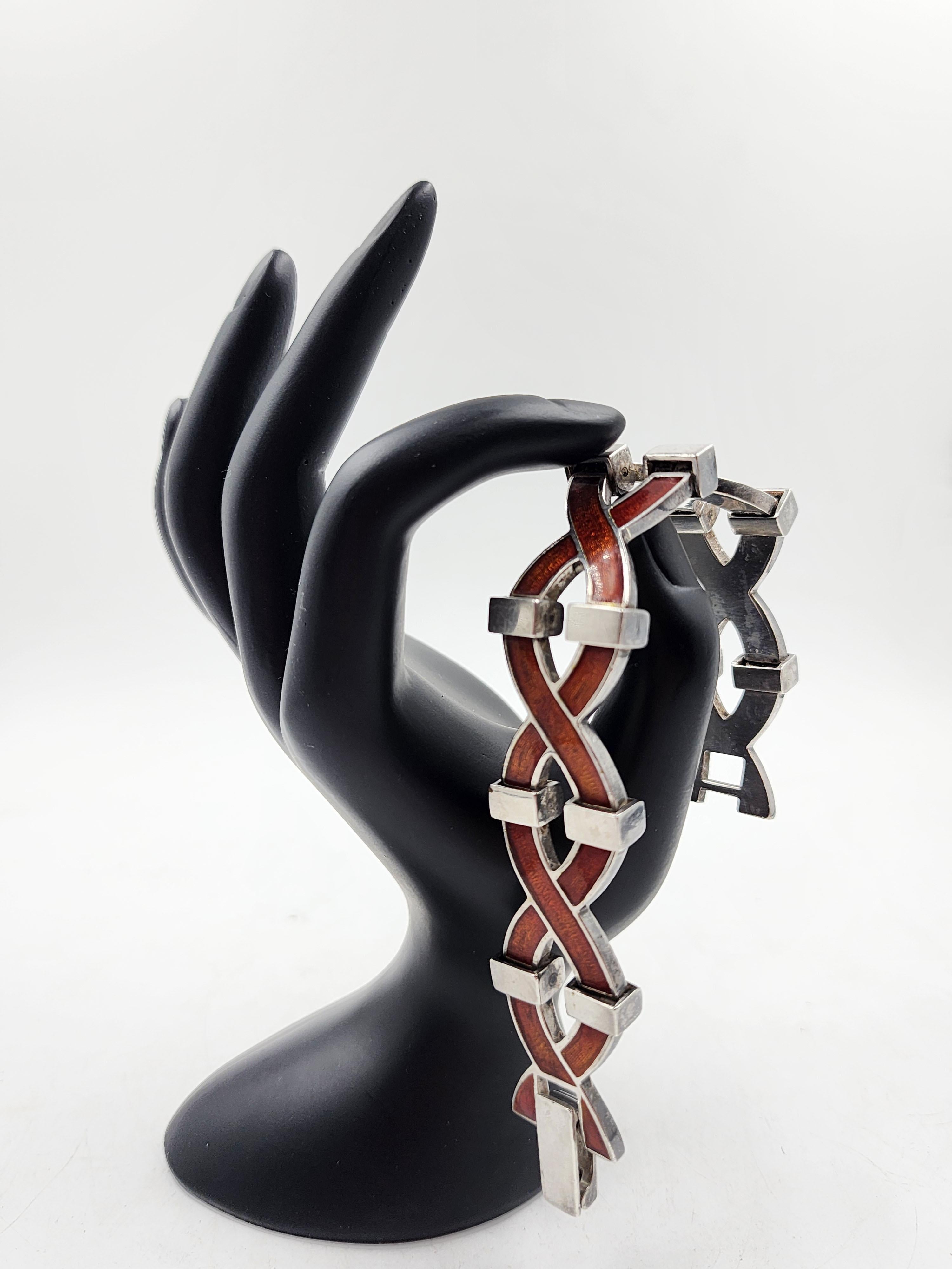 Post-Modern Sterling silver bracelet with enamel by Antonio Fallaci