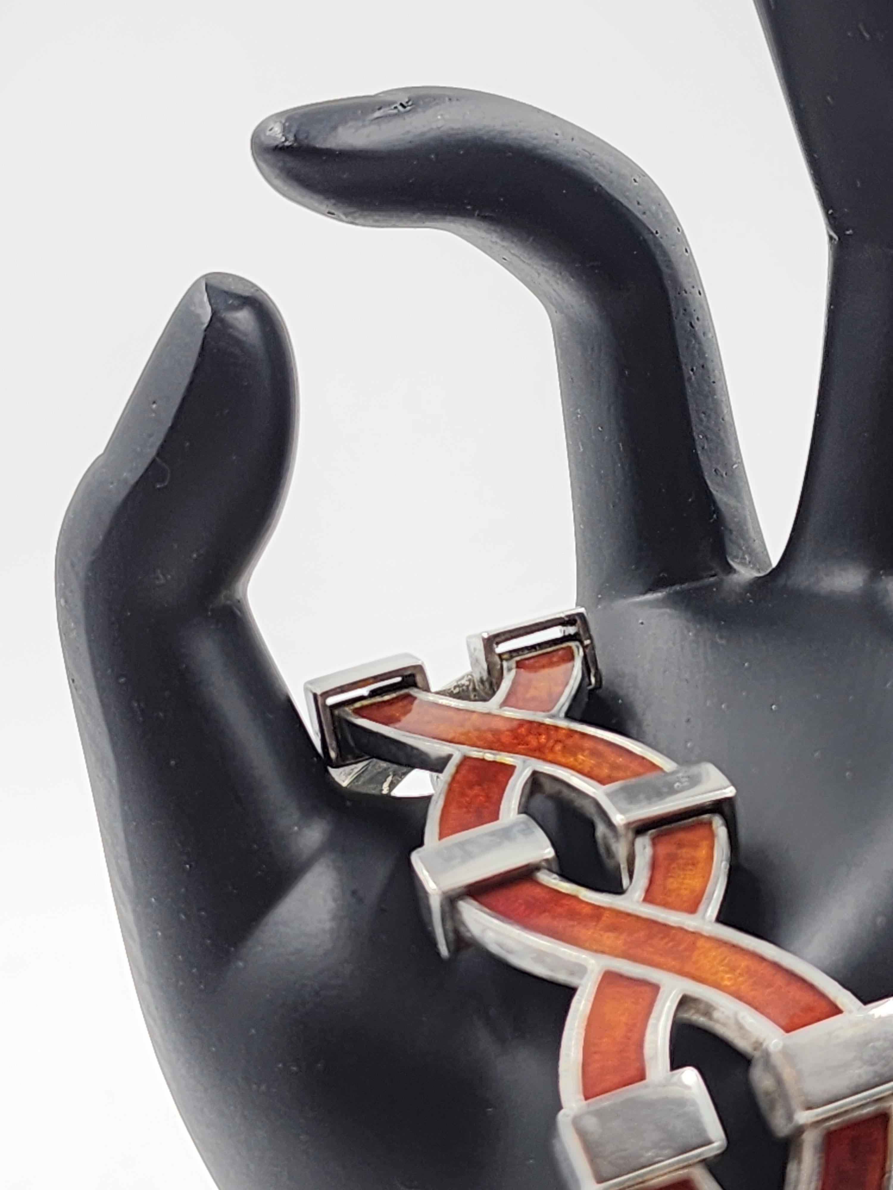 Italian Sterling silver bracelet with enamel by Antonio Fallaci