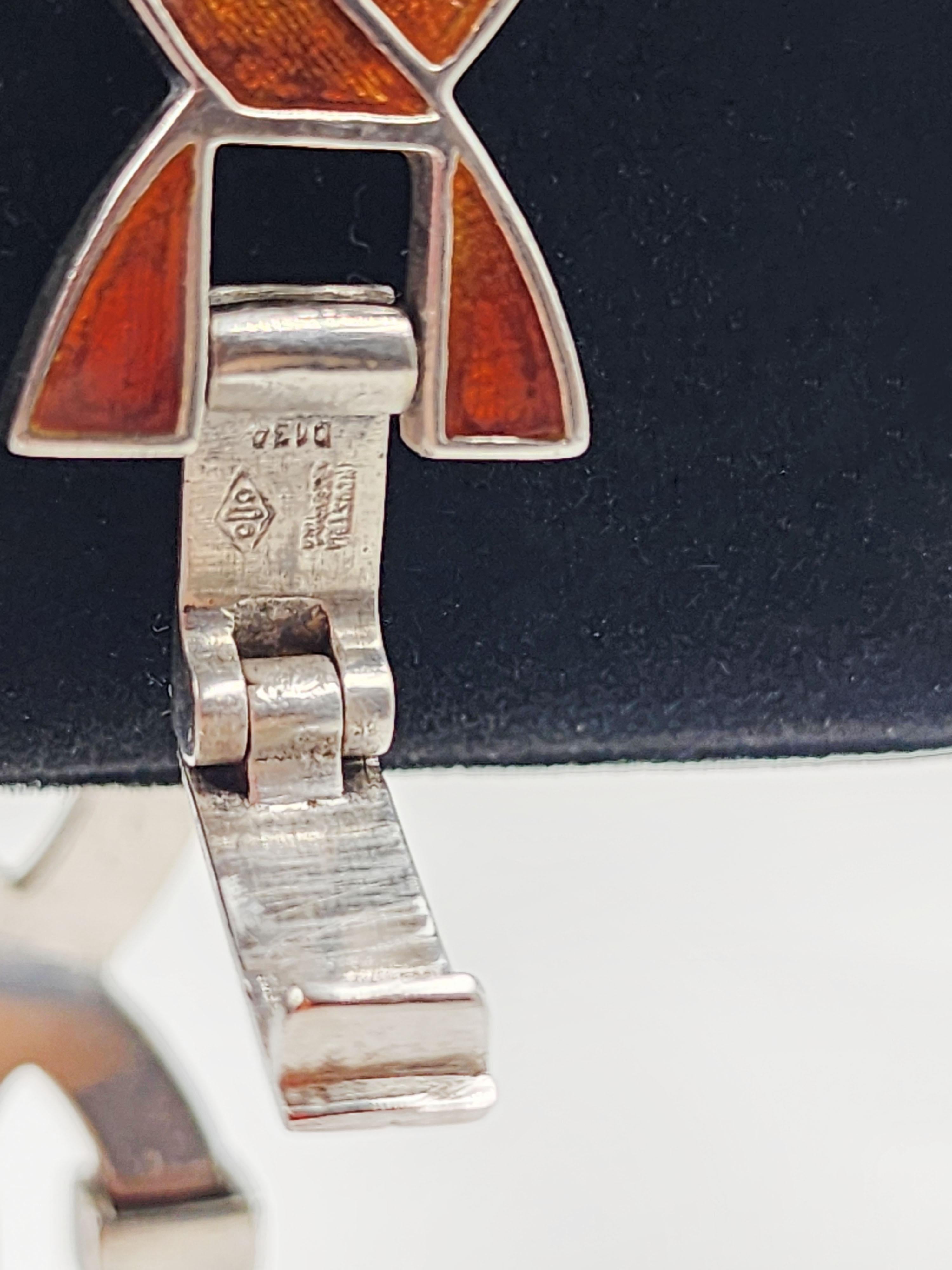 Hand-Crafted Sterling silver bracelet with enamel by Antonio Fallaci