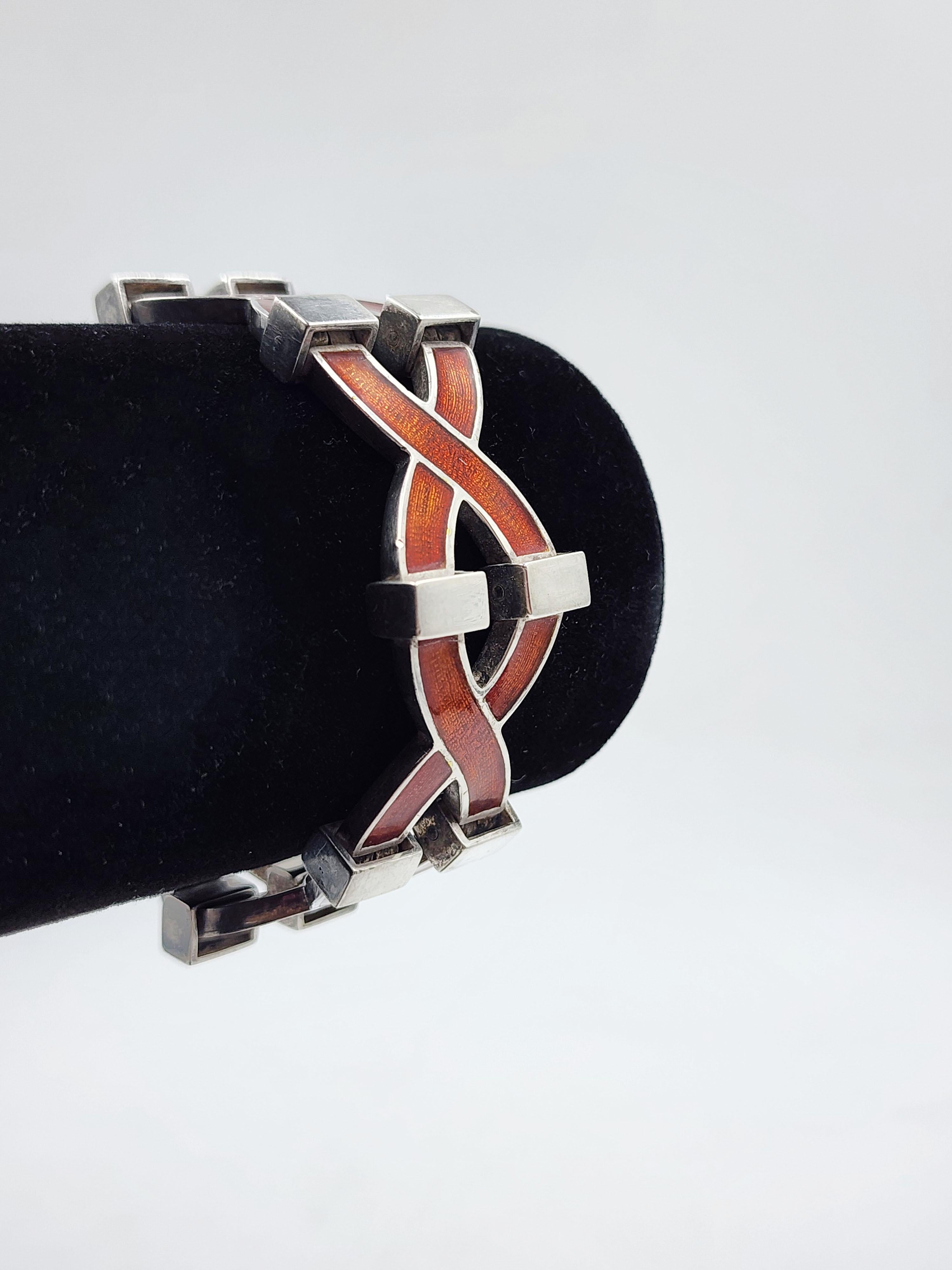 Sterling silver bracelet with enamel by Antonio Fallaci In Good Condition In Autonomous City Buenos Aires, CABA