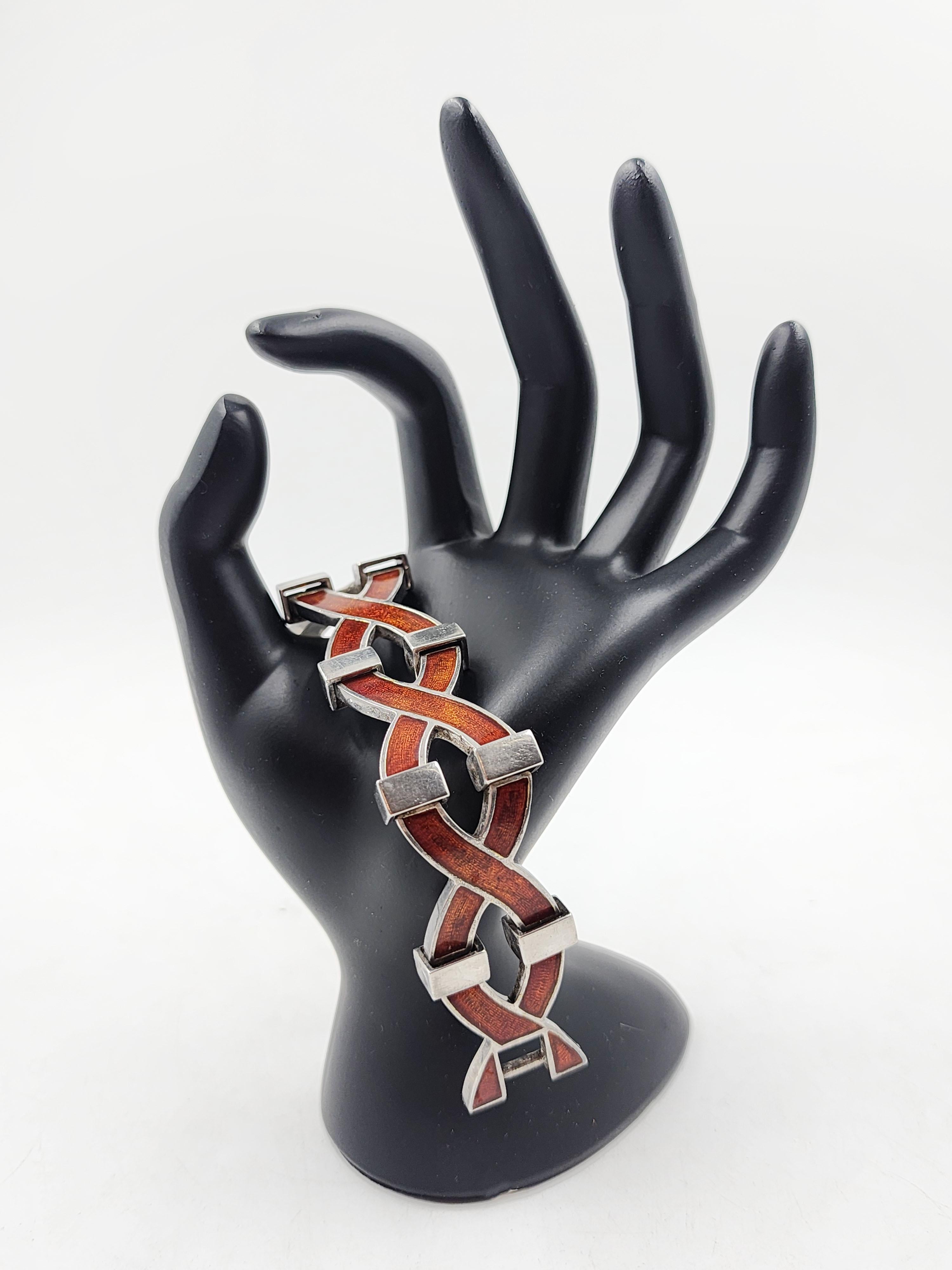 Sterling silver bracelet with enamel by Antonio Fallaci 1