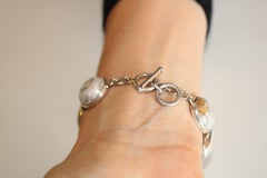 Sterling Silver Bracelet with Fossil Coral Cabochons
