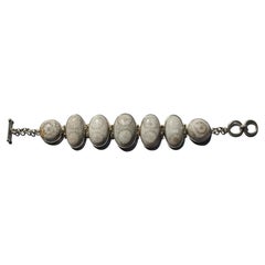 Sterling Silver Bracelet with Fossil Coral Cabochons