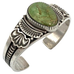 Sterling Silver Bracelet with Orvil Jack Turquoise by Sammie Kescoli Begay