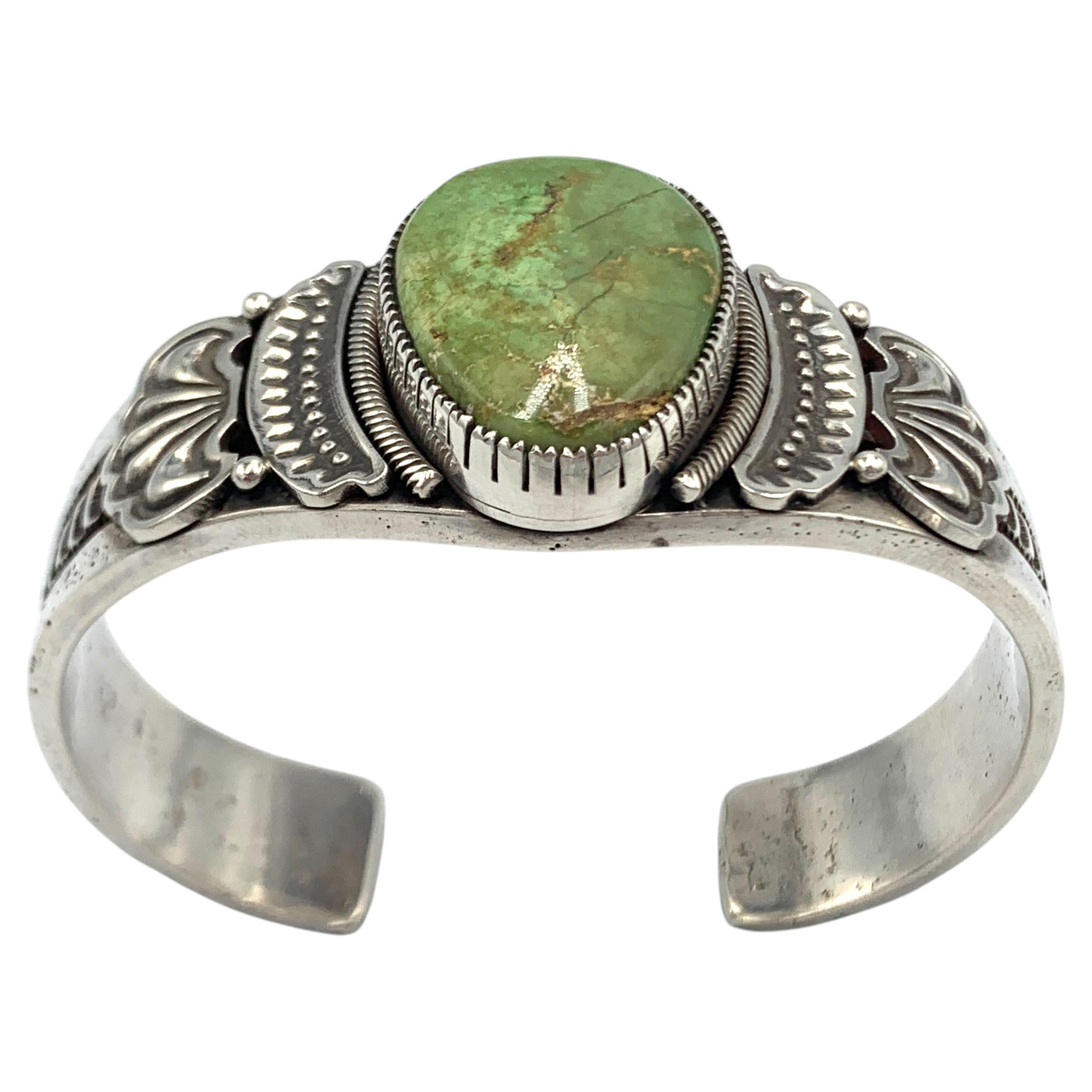 Sterling Silber Armband mit Orvil Jack Türkis von Sammie Kescoli Begay im Angebot