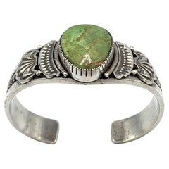 Sterling Silver Bracelet with Orvil Jack Turquoise by Sammie Kescoli Begay