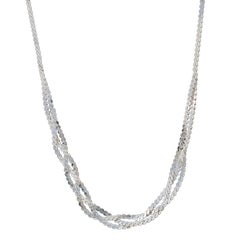 Sterling Silver Braided Serpentine Chain Necklace 18" - 925