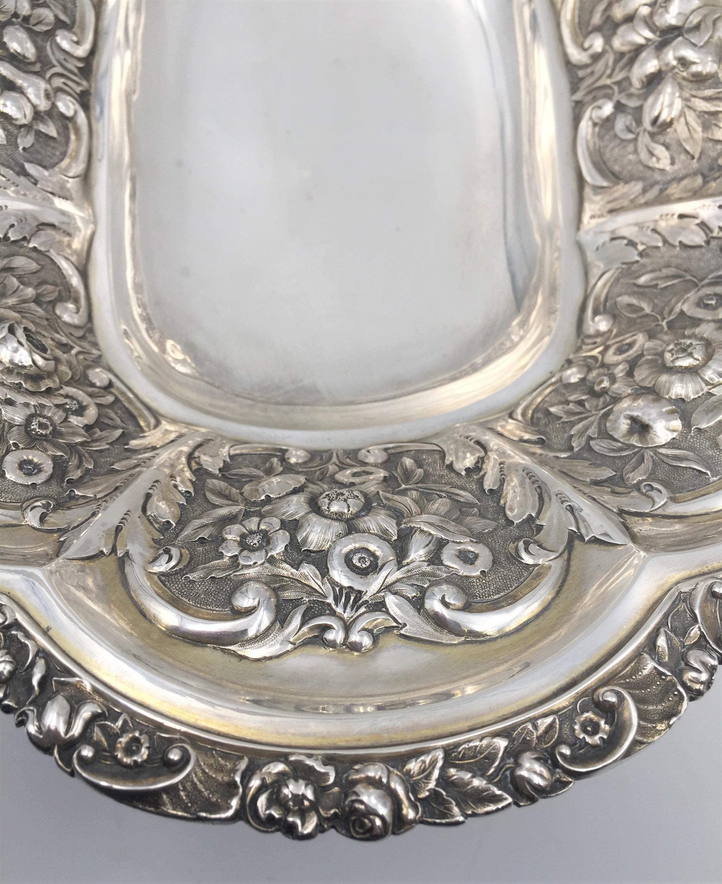 Sterling Silver Bridal Flower Basket Centerpiece Bowl by Henry Herbert 1823 In Good Condition For Sale In New York, NY