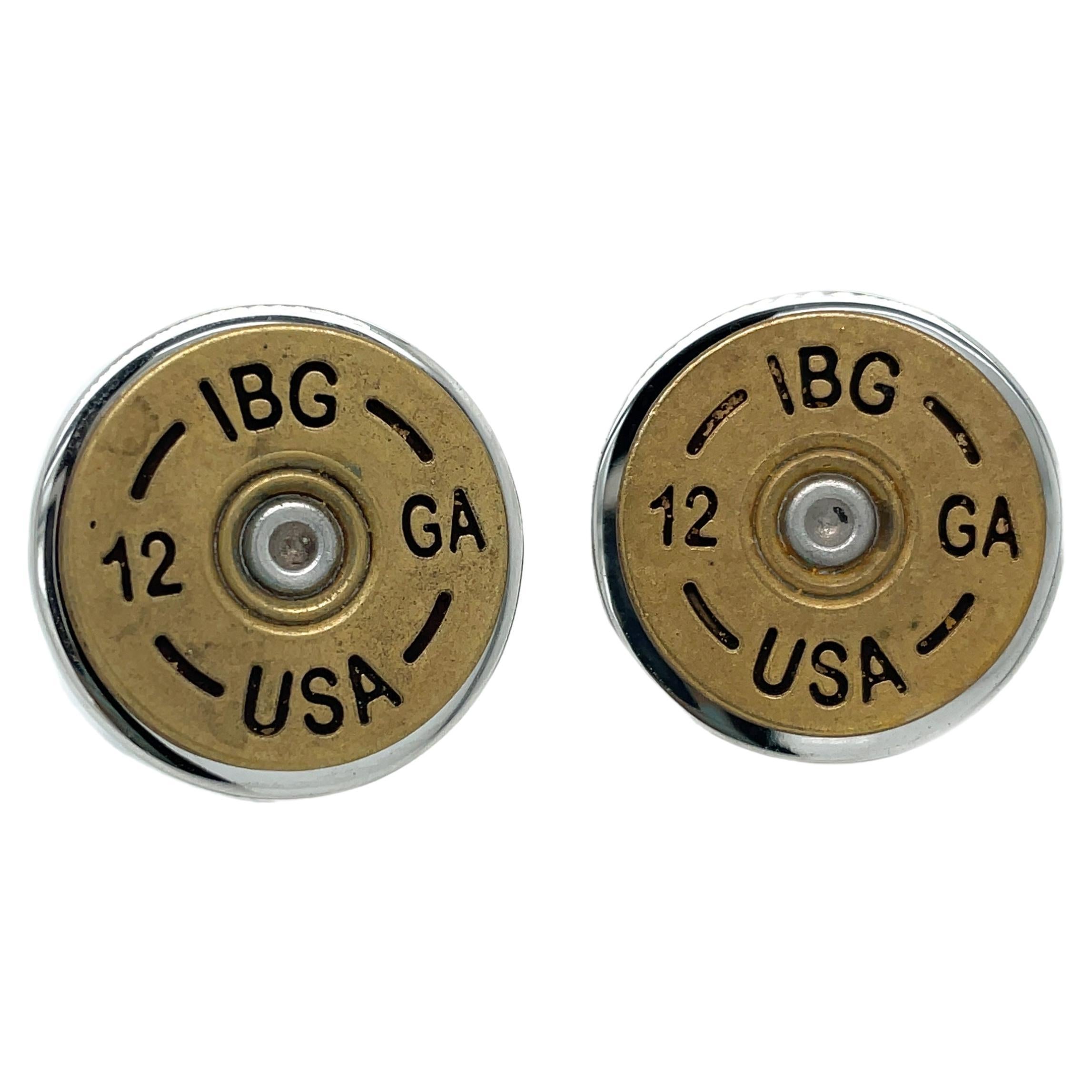 Sterling Silver & Bronze 12 Gauge Shotgun Shell Cufflinks For Sale