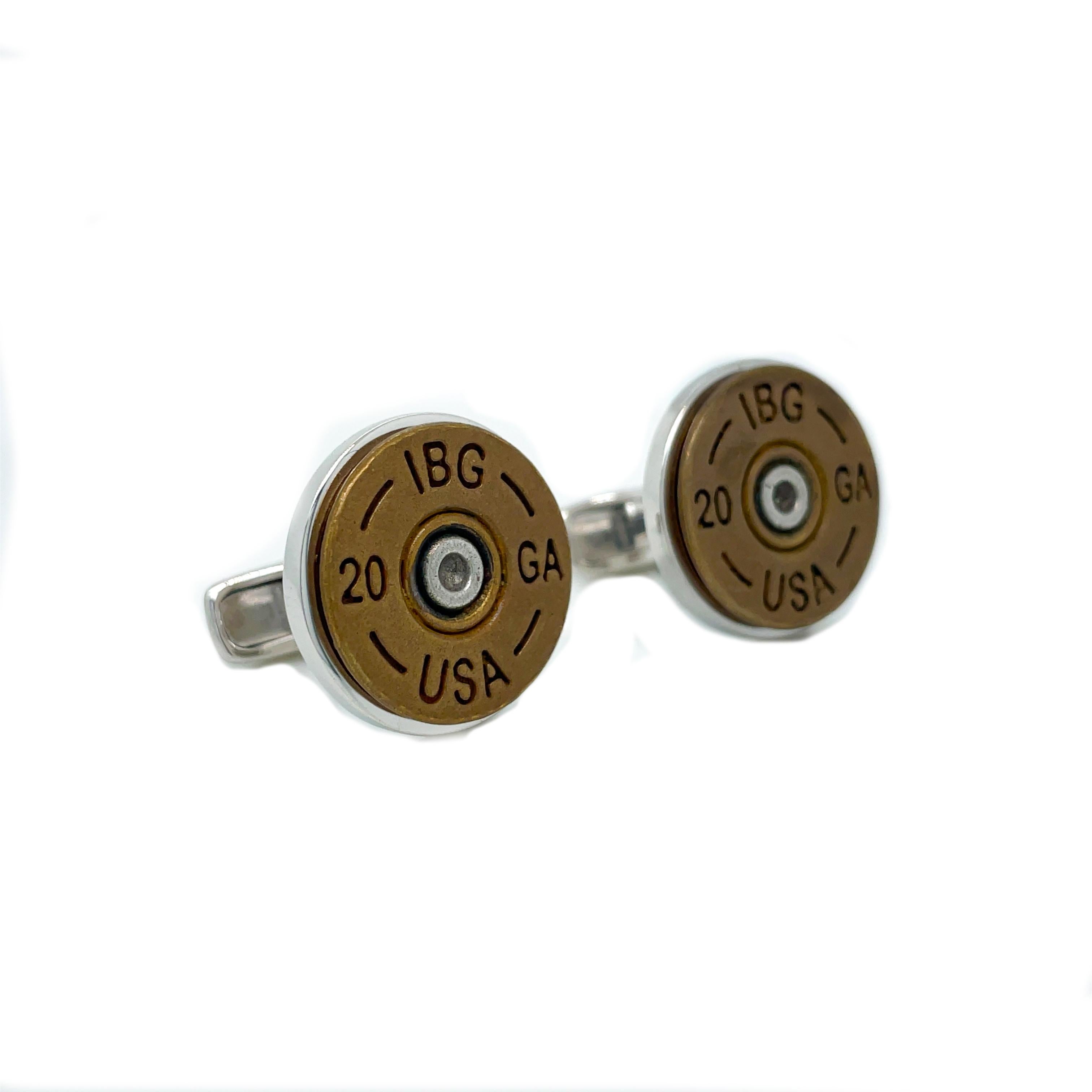 Sterling Silver & Bronze 20 Gauge Shotgun Shell Cufflinks For Sale 2