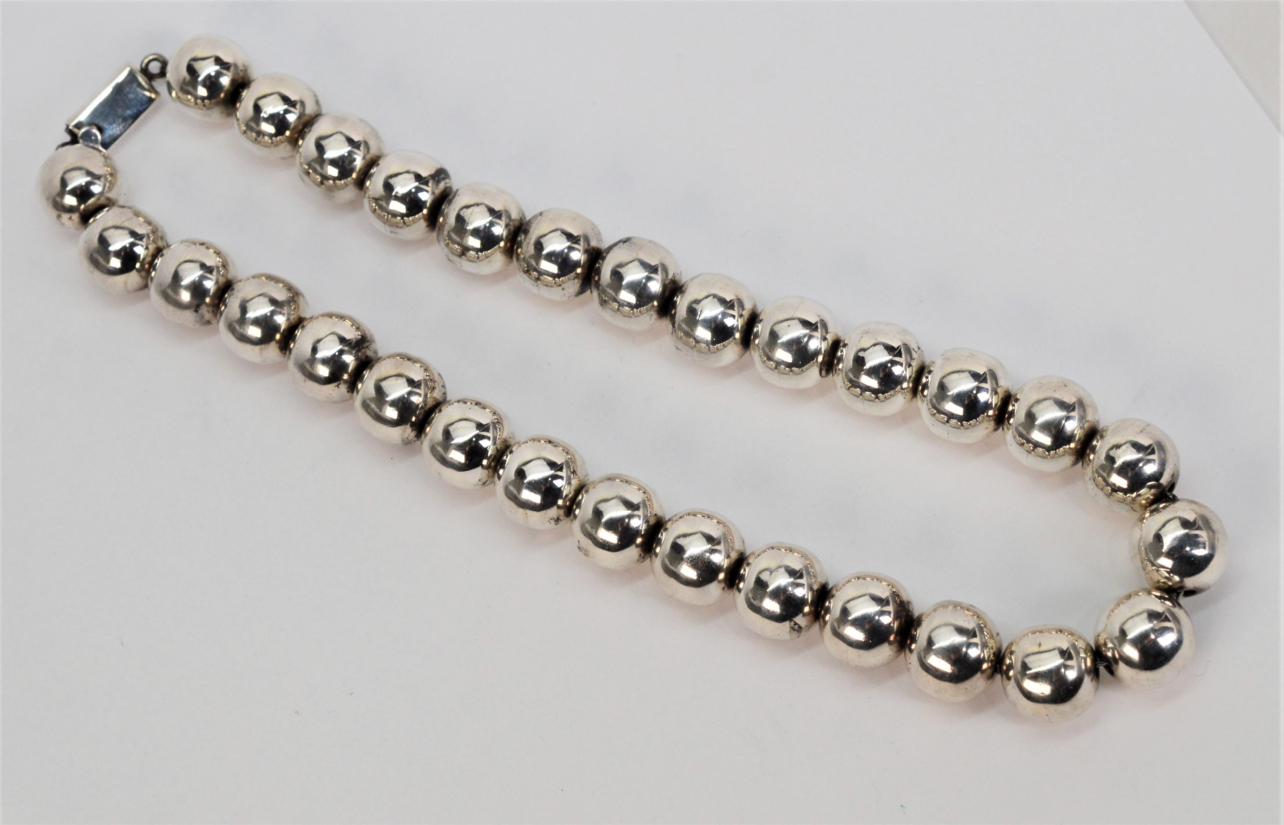 Sterling Silver Bubble Bead Necklace In Excellent Condition In Mount Kisco, NY