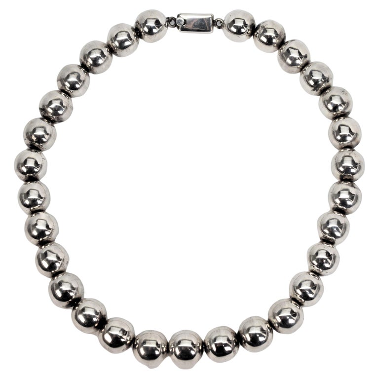 Sterling Silver Bubble Bead Necklace For Sale at 1stDibs