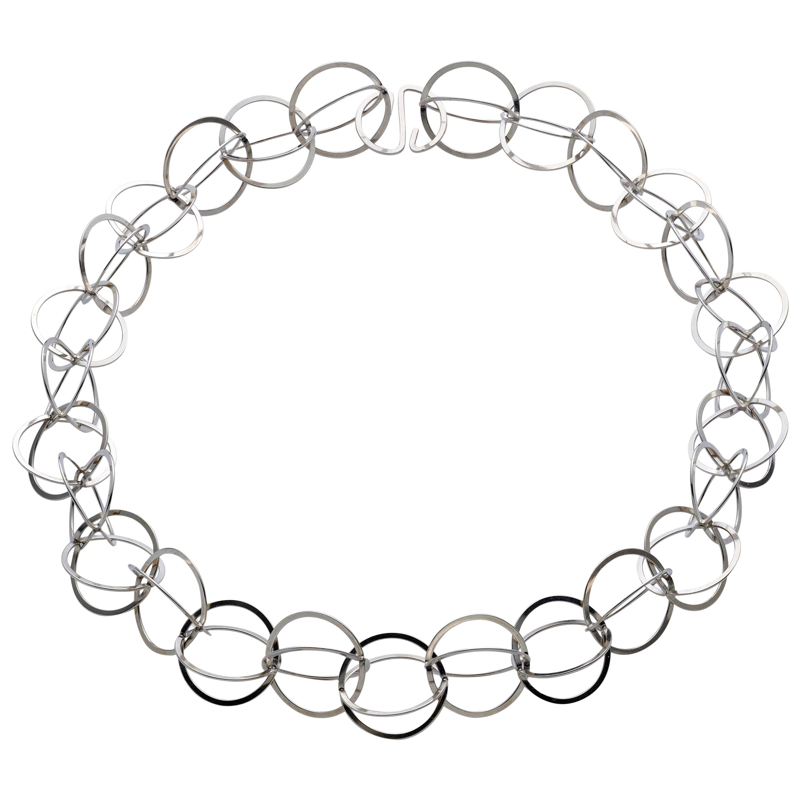Sterling Silver "Bubbles" 20" Link Necklace  For Sale