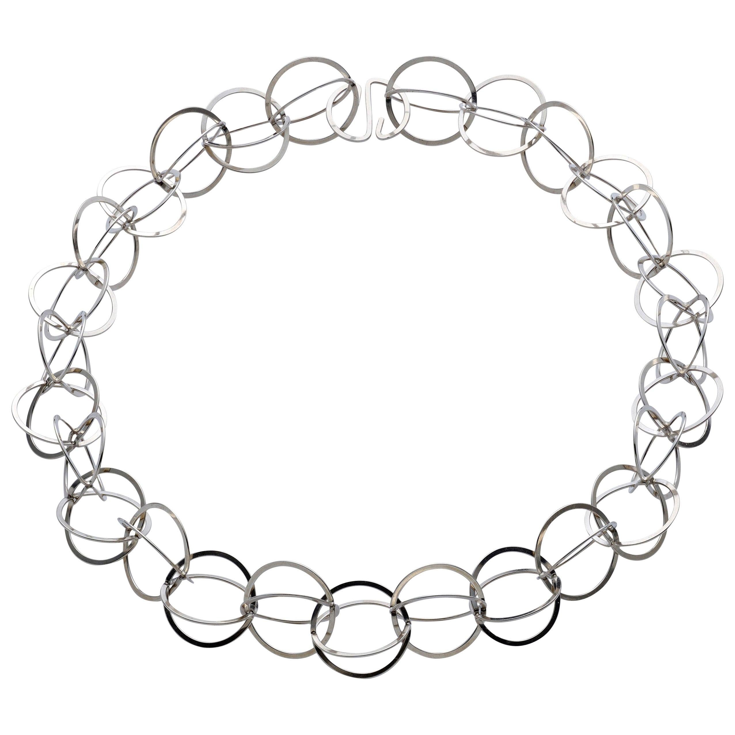 Sterling Silver "Bubbles" Link Necklace For Sale