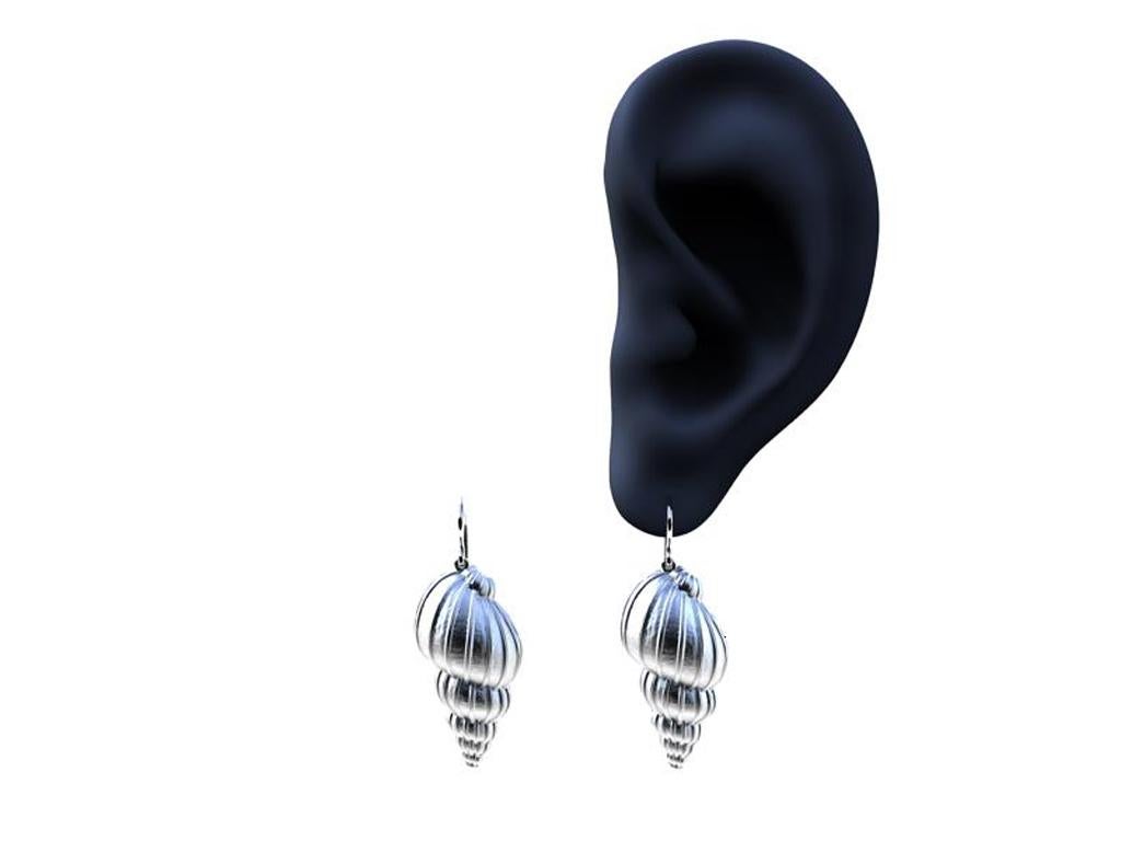 Contemporary Sterling Silver Bulbous Shell Earrings For Sale