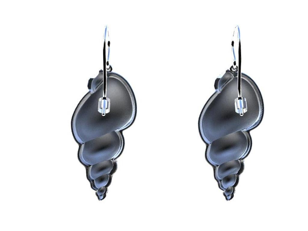 Boucles d'oreilles en argent sterling avec coquillage bulbeux Neuf - En vente à New York, NY