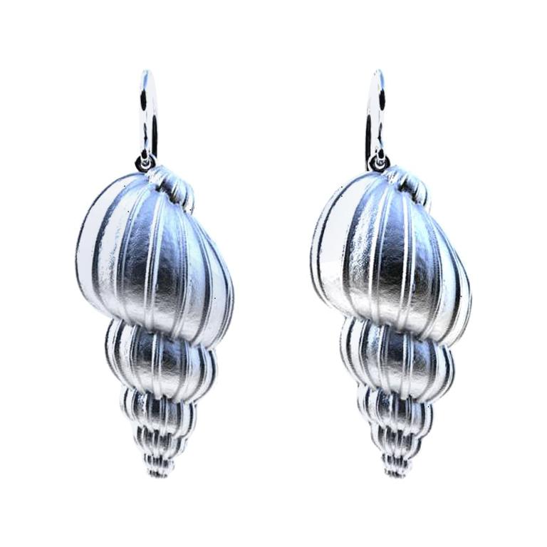 Sterling Silver Bulbous Shell Earrings For Sale