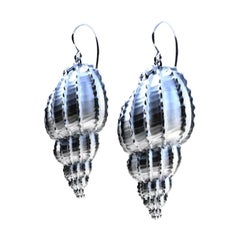 Used Sterling Silver Bulbous Shell Earrings