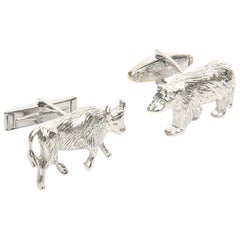  Sterling Silver Bull & Bear Cufflinks