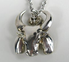 Sterling Silver Bull Link Necklace Patrick Forguy Paris