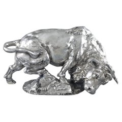 Sterling Silver Bull Sculpture