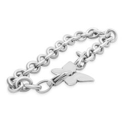 Sterling Silver Butterfly Charm Link Bracelet 7.5"