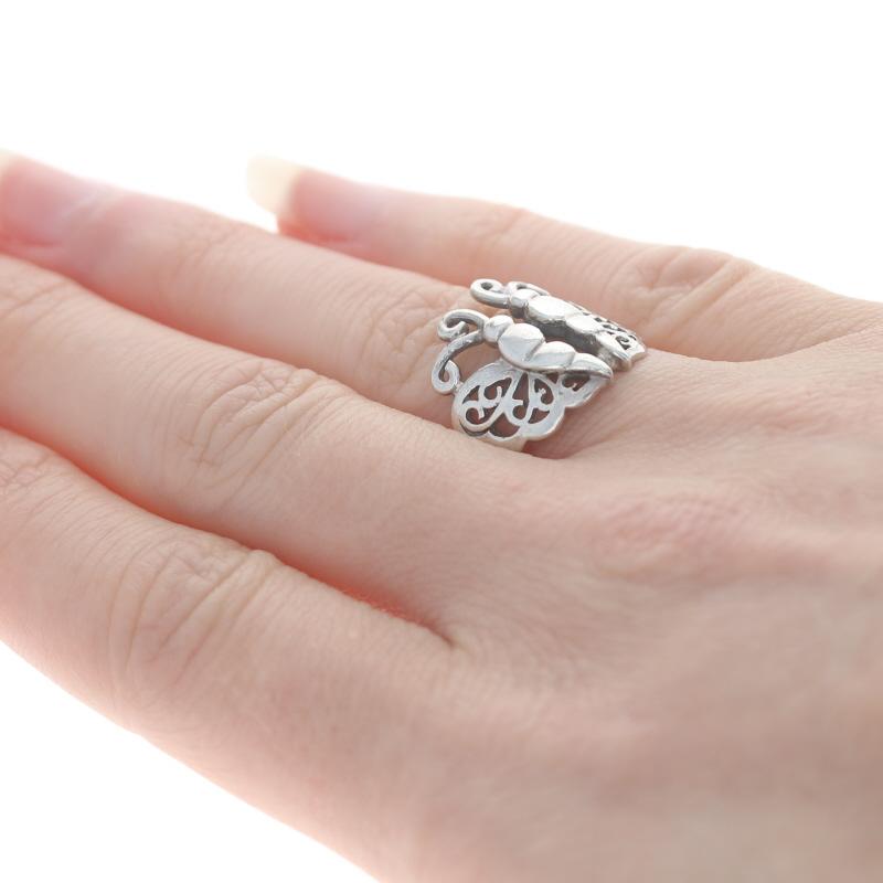 Sterling Silver Butterfly Statement Ring 925 Scrollwork Insect Nature Size 6 3/4 For Sale 1