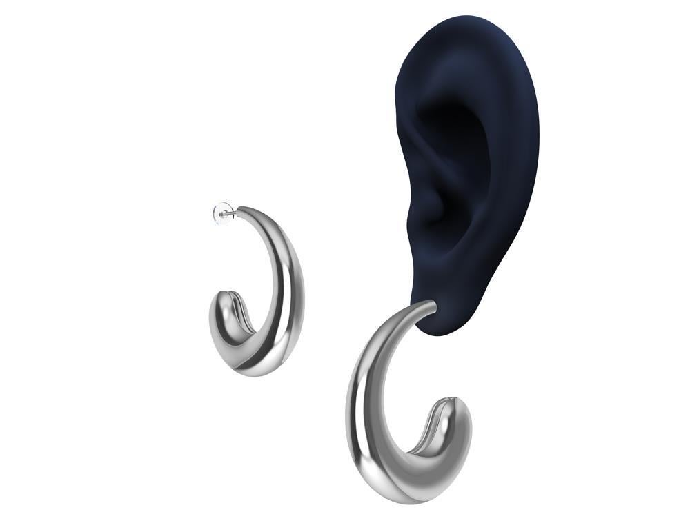 Boucles d'oreilles en forme de goutte d'eau C-Hoop en argent sterling Pour femmes en vente
