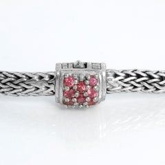 Sterling Silver Cable Bracelet with Tourmaline Stones