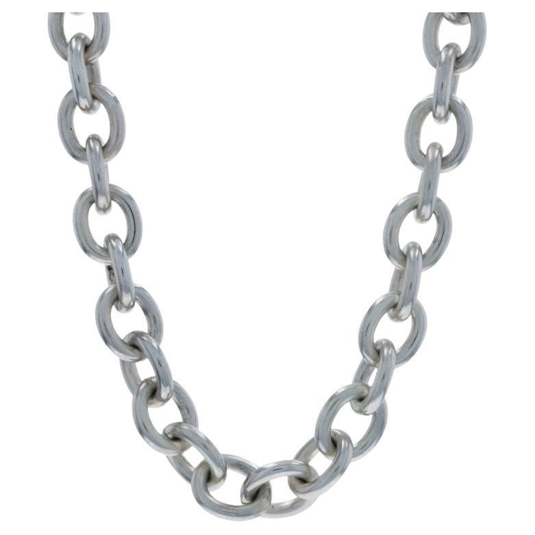 Sterling Silver Cable Chain Necklace 16" - 925 Toggle