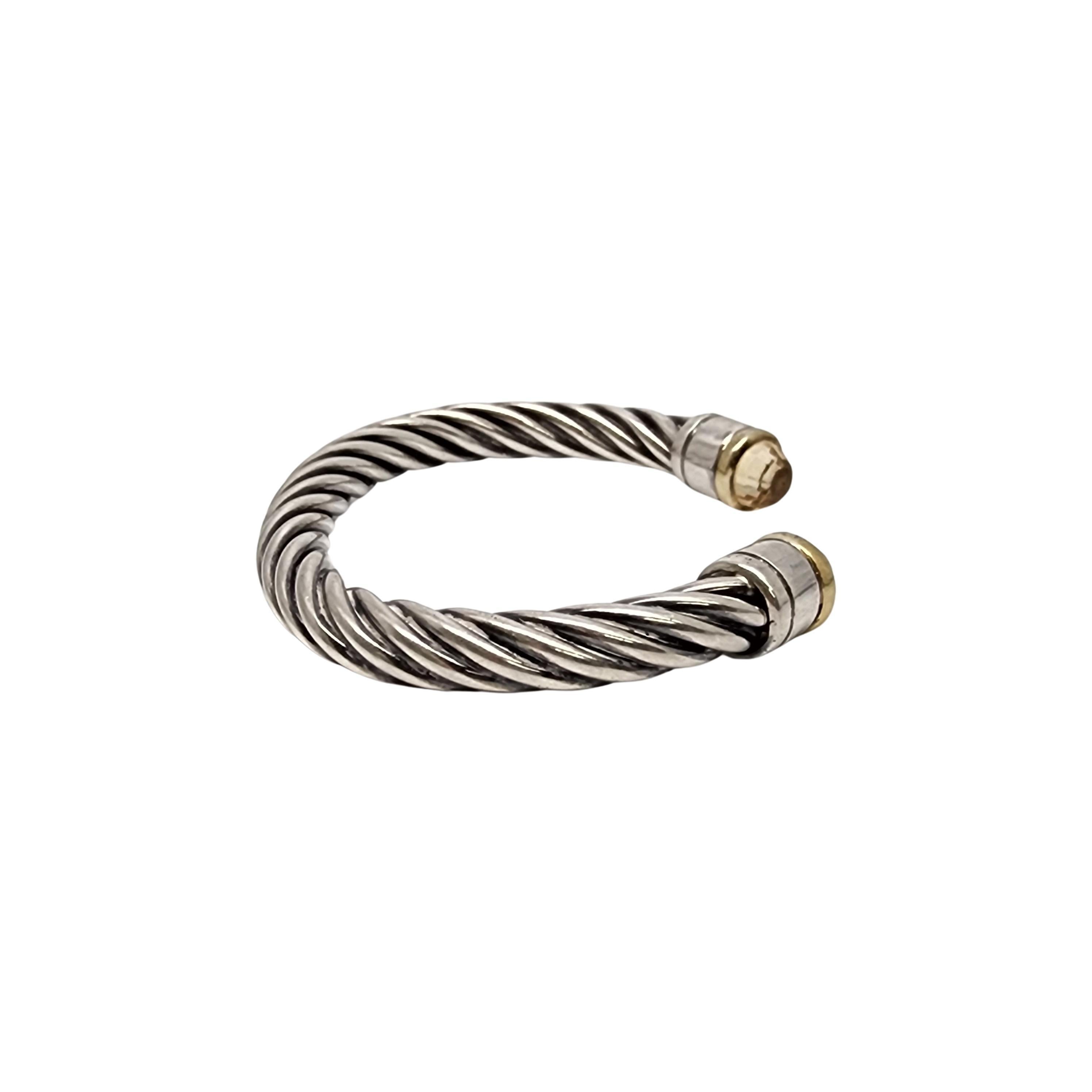 Manschettenarmband aus Sterling Silber Cable Twist Gelbschliff Glas #17898 Damen