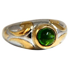 Sterling Silver Cabochon Natural Green Tourmaline Solitaire Ring Sterling Silver Cabochon Natural Green Tourmaline Solitaire Ring