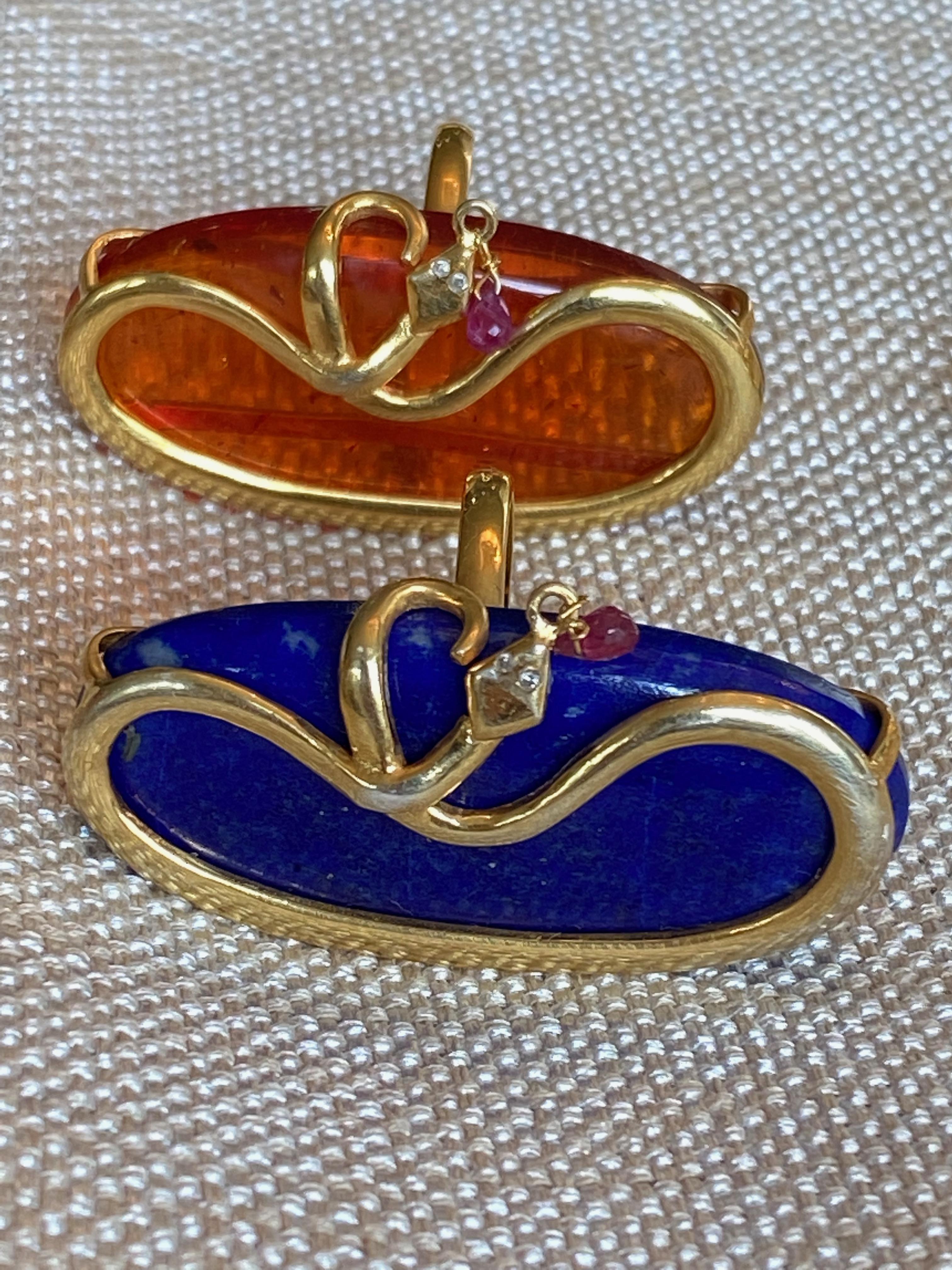 For Sale:  Sterling Silver Cacholong Serpent Ring with ruby Briolette 3