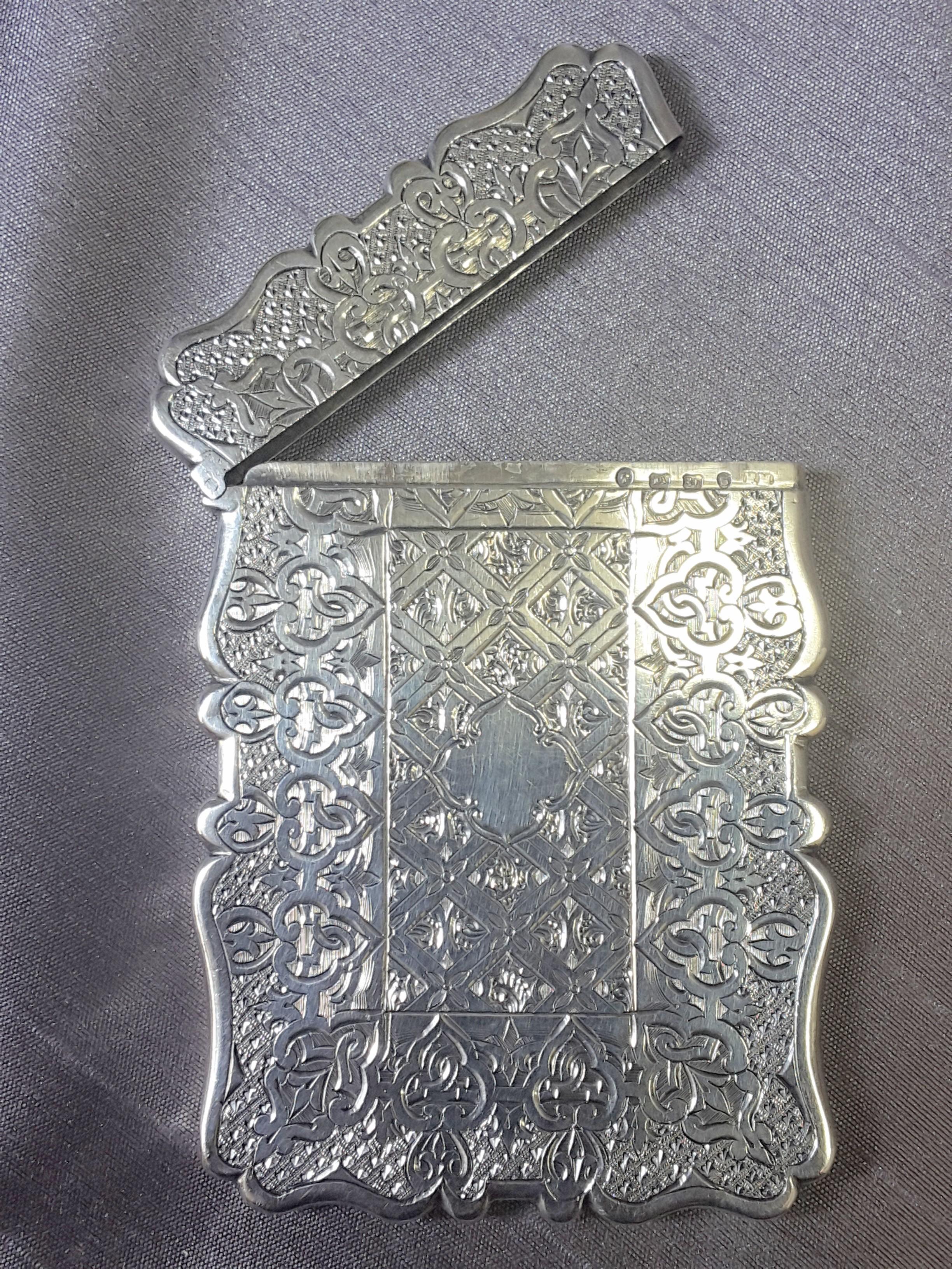 Sterling Silver Calling Card Case by Robert Mitchell Birmingham, 1867 2