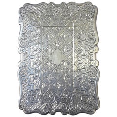 Antique Sterling Silver Calling Card Case by Robert Mitchell Birmingham, 1867