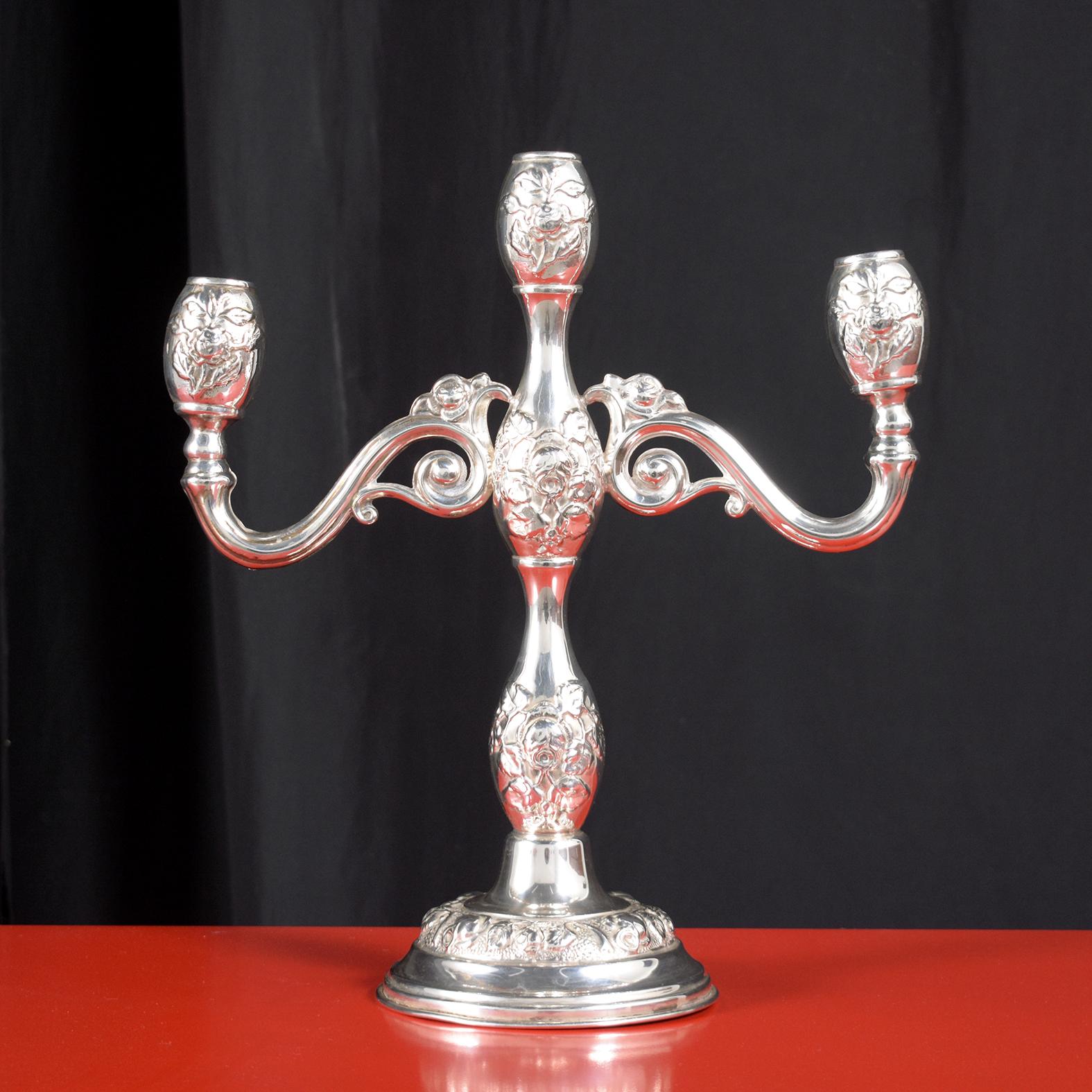 British Colonial Sterling Silver Candle Holders For Sale