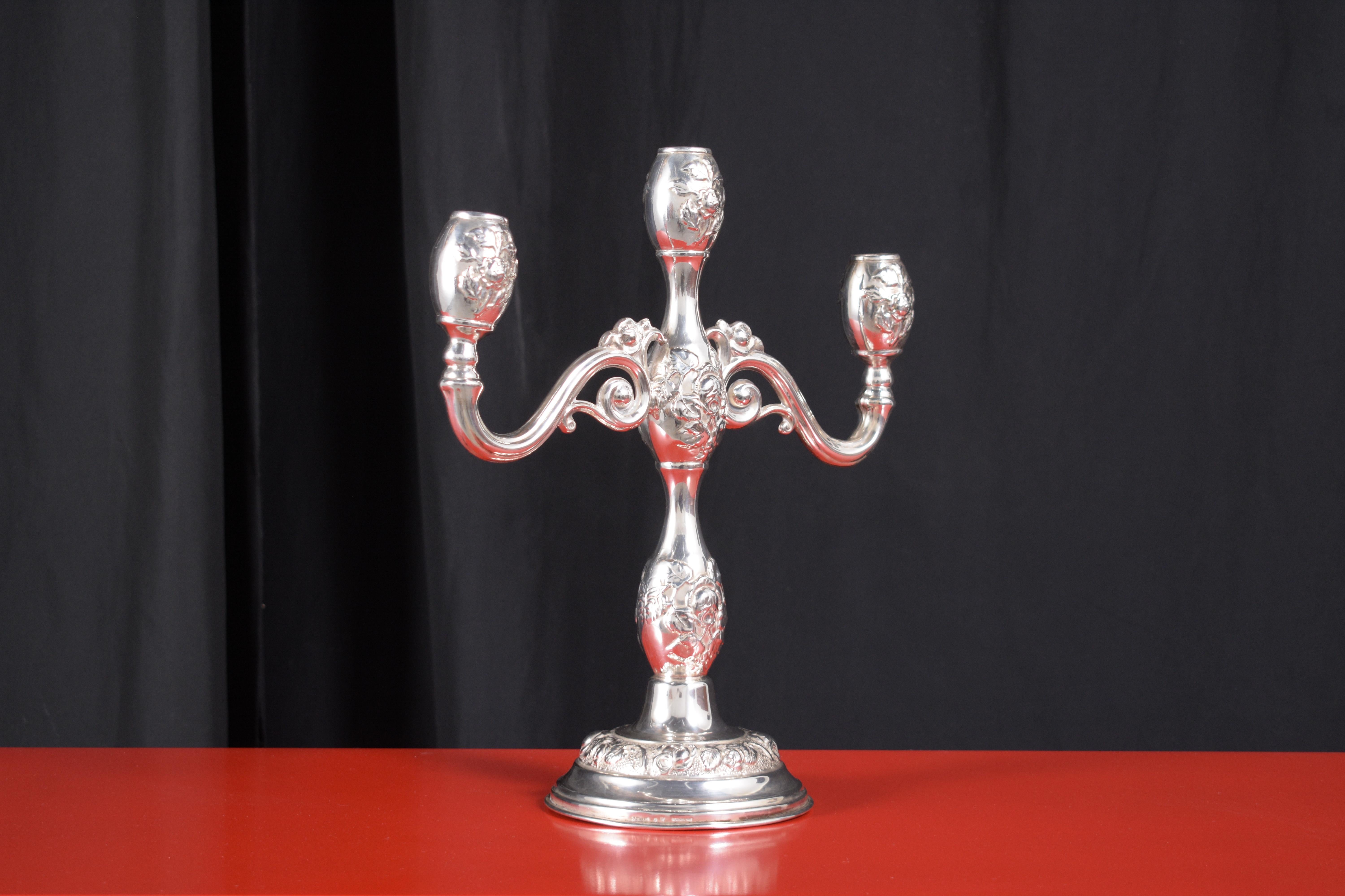 Sterling Silver Candle Holders In Good Condition For Sale In Los Angeles, CA