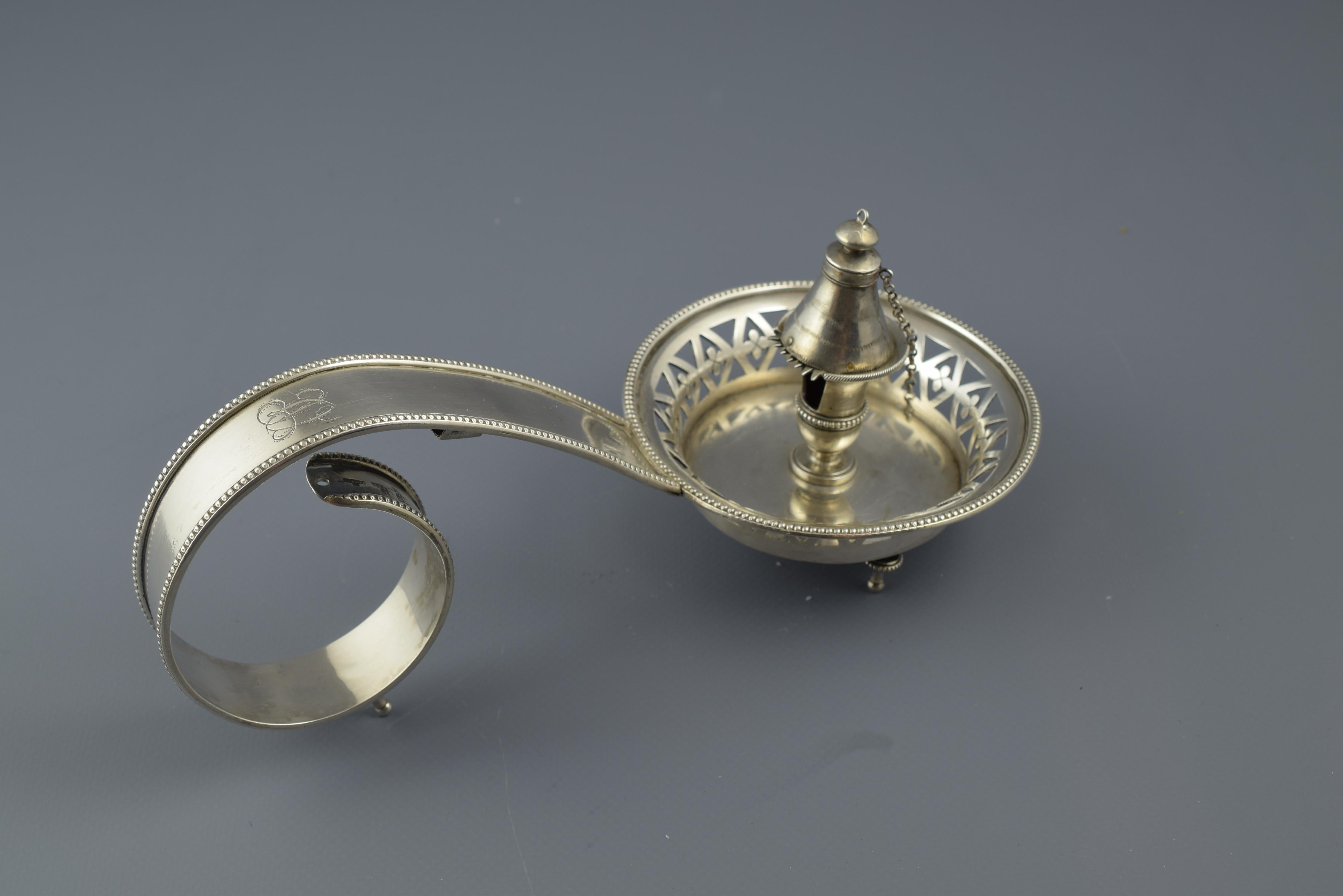 Sterling Silver Candlestick, 19th Century, with Contrast Marks and Initials 2