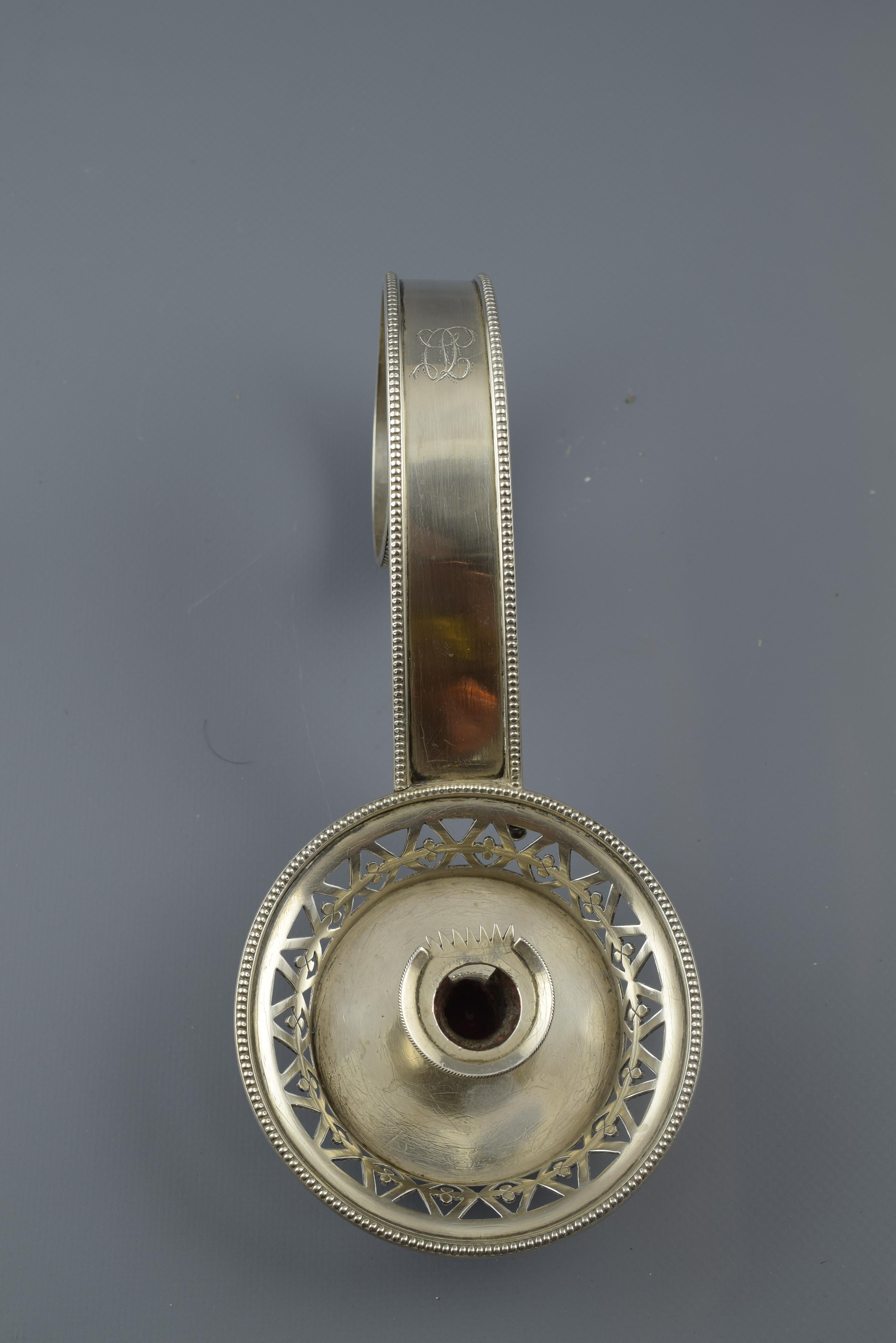 European Sterling Silver Candlestick, 19th Century, with Contrast Marks and Initials