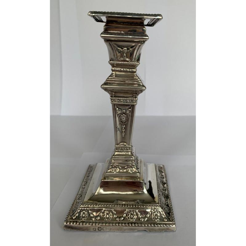 Sterling Silver Candlestick by Fordham & Faulkner, 1916 For Sale 2