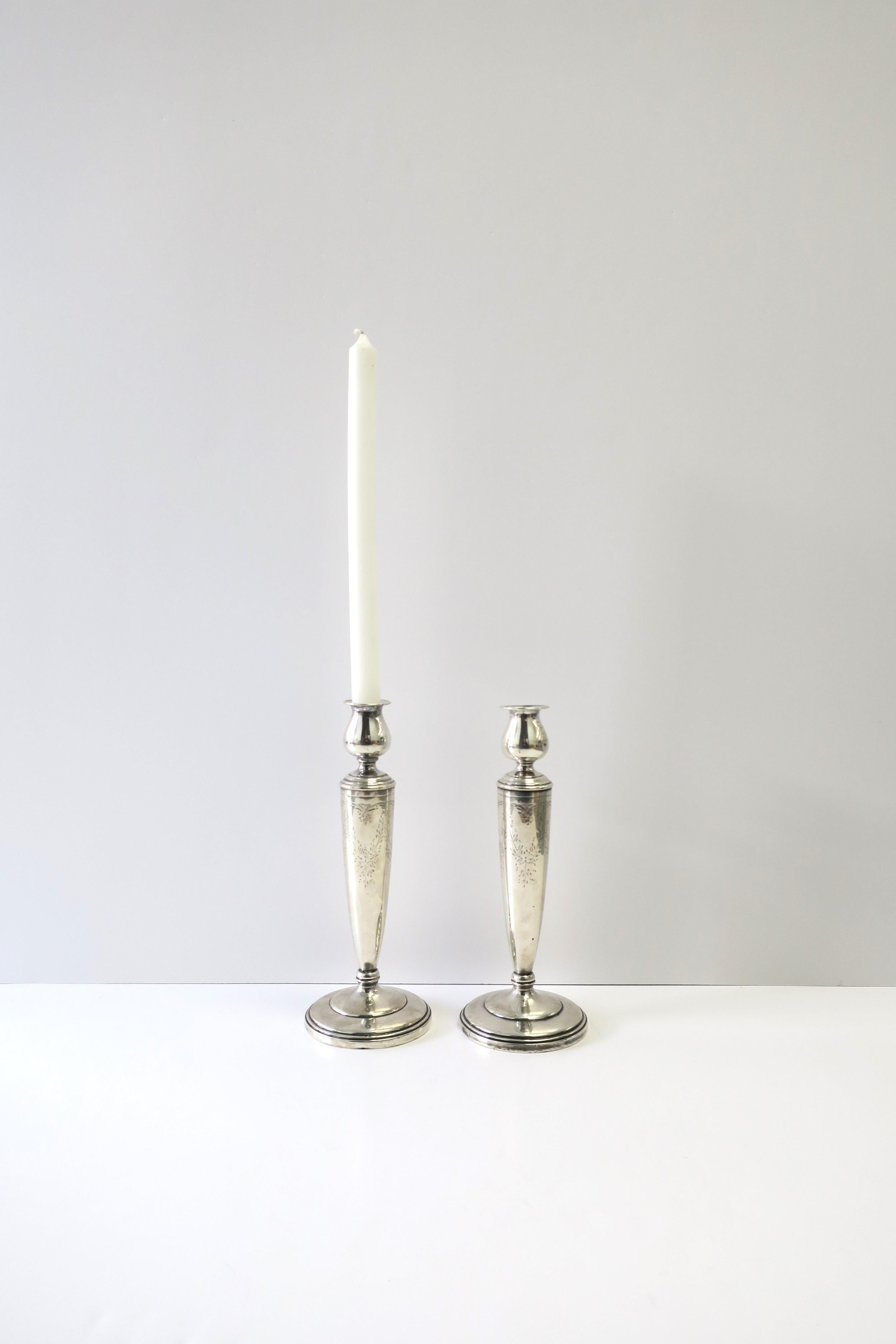 European Sterling Silver Candlesticks, Pair